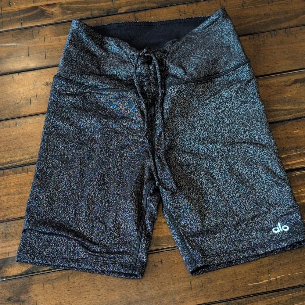 Alo Lace Up Glitter Shimmer Shorts